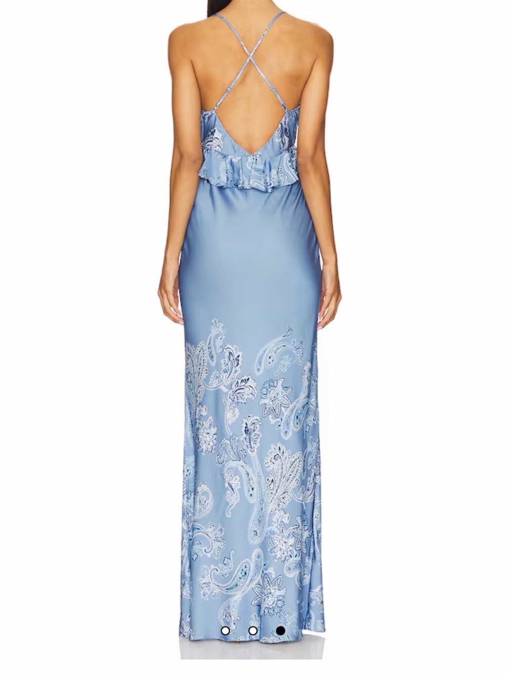 Rococo Sand Light Blue Paisley Maxi Dress with Ruffle Waist - Picture 2 of 10